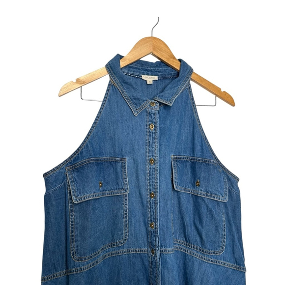 Anthropologie Pilcro Denim Sleeveless Halter Swing Midi Dress Women's Size XL - Picture 4 of 9